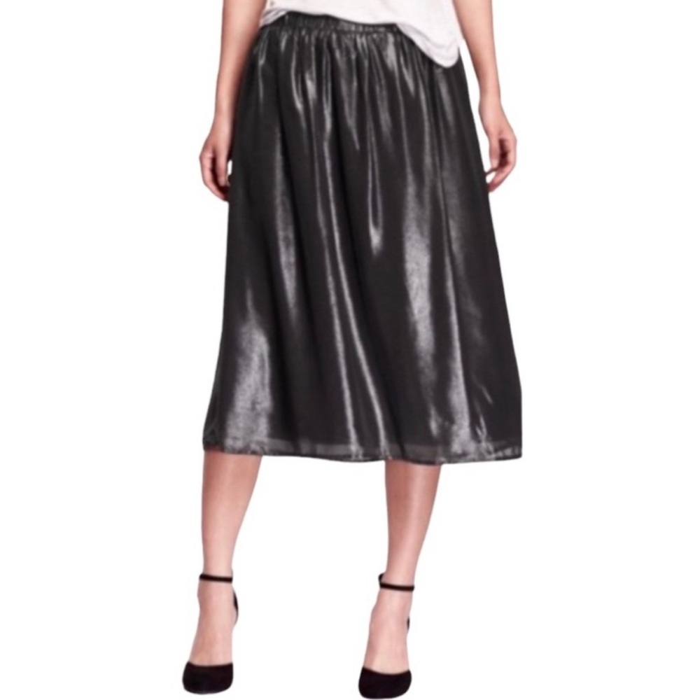 Old Navy Silver Metallic Midi Skirt